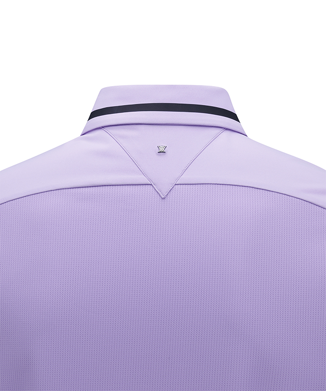 ANEW Golf Men Back Triangular Point Short T-Shirt in lavender color, showcasing its unique triangular back design.